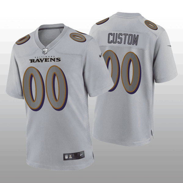 Men's Baltimore Ravens Active Player Custom Gray Atmosphere Fashion Stitched Game Jersey